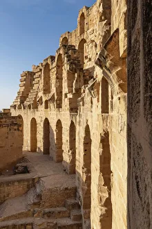 Roman Prints: El Jem, Mahdia, Tunisia. Interior of the amphitheater of the Roman ruins at El Jem