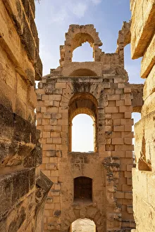 Roman Prints: El Jem, Mahdia, Tunisia. Interior of the amphitheater of the Roman ruins at El Jem