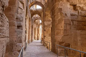 Roman Prints: El Jem, Mahdia, Tunisia. Interir of the amphitheater of the Roman ruins at El Jem