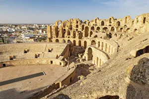 Roman Prints: El Jem, Mahdia, Tunisia. March 14, 2023. Amphitheater of the Roman ruins at El Jem