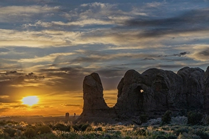 Images Dated 12th September 2024: The Elephants Parade at Sunset, The Windows, Arches National Park, Utah, US