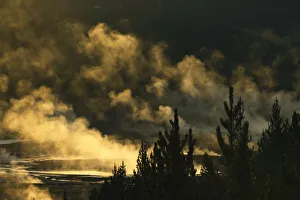Geothermal Prints: Elevated view of runoff water and bacterial mat