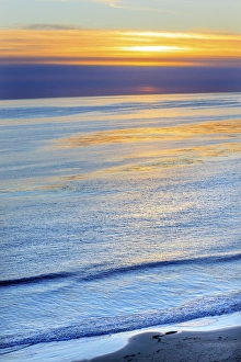 Palm Springs Prints: Ellwood Mesa Coastline Pacific Oecan Orange Sunset Goleta California