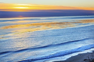 Palm Springs Prints: Ellwood Mesa Oil Wells Coastline Pacific Oecan Orange Sunset Goleta California