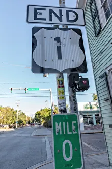 End of US Highway 1 with Mile Zero marker in Key West, Florida, USA