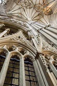 England, Kent, Canterbury. Canterbury Cathedral. Fan vaulted ceiling