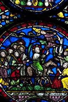 England, Kent, Canterbury. Canterbury Cathedral. Medieval stained glass windows