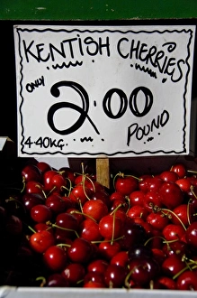 Home Grown Prints: England, Kent, Canterbury. High Street, fresh summer Kent cherries