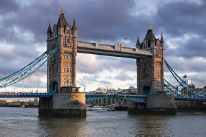 Thames River Prints: England, London, Tower Bridge, sunset