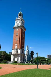 The English Tower in Buenos Aires, Argentina. Kavanaugh Building in background
