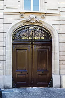 The entrance door to Champagne Louis Roederer, Reims, Champagne, Marne, Ardennes