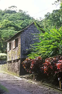 Entrance and old building on the Fond Deux Estate, St Lucia, Caribbean