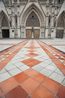 Mosaic Prints: Front entrance patio detail at the National Basilica, Quito, Ecuador