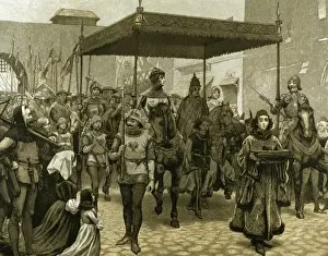 15th Century Prints: Entry of Antipope John XXIII (1360-1554) in Constance to celebrate Council of Constance