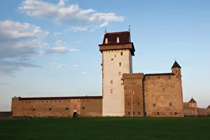 Baltic Prints: Estonia, Northeastern Estonia, Narva, Narva Castle, 13th century, sunset