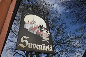 Images Dated 11th May 2010: Estonia, Tallinn, Toompea area, souvenir shop sign