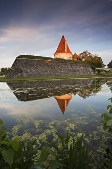 Estonia, Western Estonia Islands, Saaremaa Island, Kuressaare, Kuressaare Castle, sunset