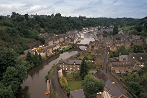 Dinan Prints: EU, France, Brittany, Cotes d Armor, Dinan. View of Rance River Port Area
