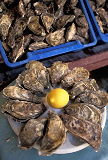 Crate Prints: EU, France, Brittany, Ille-et-Vilaine, Cancale. Cancale Oysters, Fines de Claire