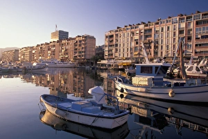 Riviera Prints: EU, France, Cote D Azur / French Riviera, Var, Toulon. Sunset light, Port. Quai