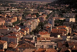 EU, France, Cote D Azur, Var, Hyeres. Old city view from Jardin de Noailles