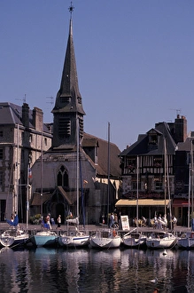 Pedestrian Prints: EU, France, Honfleur, Harbor
