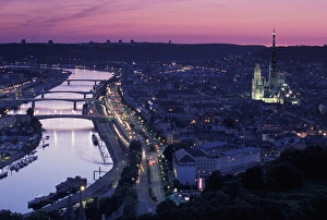 EU, France, Normandy, Seine, Rouen, Maritime. Seine River and city