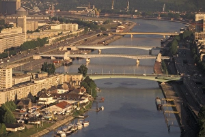 EU, France, Normandy, Seine, Rouen, Maritime. Seine River and city