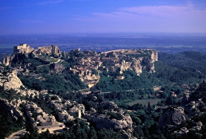 EU, France, Provence, Bouches-du-Rhone, Les Baux de Provence. View from Val d Enfer