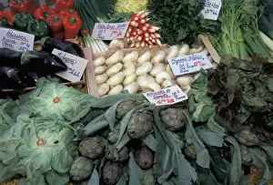 Artichoke Prints: EU, France, Provence, Fresh vegetable produce for sale