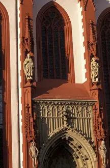 Wurzburg Prints: EU, Germany, Wurzburg. Details of old style architecture and church