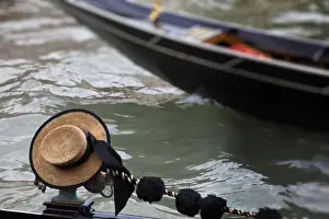 Images Dated 14th May 2010: Euorpe; Italy; Venice; Gondalier Hat and Passing Gondola