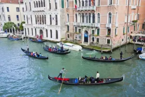 Carnival Prints: Euorpe; Italy; Venice; Gondolas with with riders dressed in carnival Attire