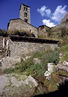 Europe, Andorra. Old buildings dot the landscape in Andorra