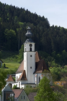 Images Dated 27th April 2009: Europe, Austria, Engelhartszell, Danube river, church