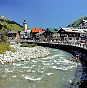 River Front Prints: Europe, Austria, Lech. Lech was opened for winter and summer activities in 1896 in