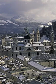 Images Dated 16th June 2004: Europe, Austria, Salzburg. Afternoon winter city view from Cafe Winkler