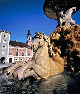 Water Fountain Prints: Europe, Austria, Salzburg. The Kapitelschwemme, in Salzburg, a World Heritage Site