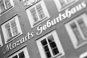 Europe, Austria, Salzburg. Mozarts Birthplace (defocussed)