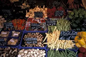 Seller Prints: Europe, Austria, Vienna. Naschmarkt (outdoor market), produce