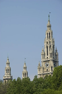 Rathaus Prints: Europe, Austria, Vienna, spires of Rathaus