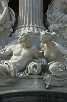 Images Dated 1st May 2009: Europe, Austria, Vienna, detail of statue and fountain at the Austrian Parliament