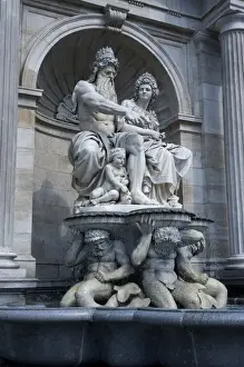 Images Dated 1st May 2009: Europe, Austria, Vienna, statue and fountain outside Hofburg Palace, Michaelerplatz