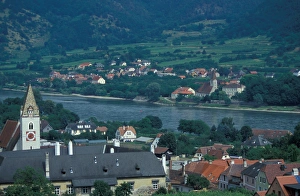 Small Town Prints: Europe, Austria, Wachau Region, township along the Danube River