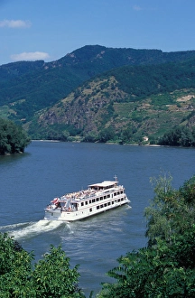 David Herbig Prints: Europe, Austria, Wachau Region, cruise boat along the Danube River
