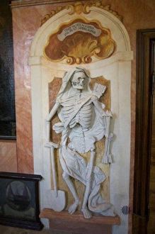Images Dated 29th April 2009: Europe, Austria, Wachau Valley, Lower Austria, Durnstein, abbey interior, skeleton