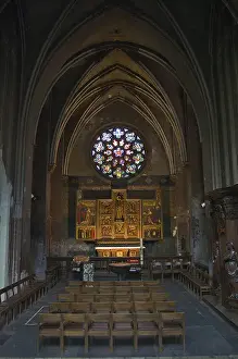 Cathedral Of Our Lady Prints: Europe, Belgium, Antwerp. A chapel under a rose window inside Onze Lieve Vrouwekathedraal