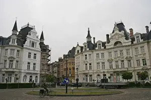 Bicycling Prints: Europe, Belgium, Antwerp. Palatial homes among the ecclectic architecture of Antwerp s