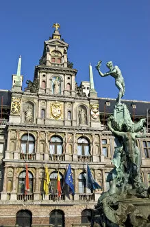 Europe, Belgium, Antwerpen, Antwerp, the Brabo Fountain by Jef Lambeaux (1887) in
