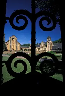 Belgian Prints: EUROPE, Belgium, Ardennes Orval Cistercian Monstary with gate